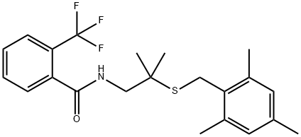 N-(2-[(MESITYLMETHYL)SULFANYL]-2-METHYLPROPYL)-2-(TRIFLUOROMETHYL)BENZENECARBOXAMIDE 结构式