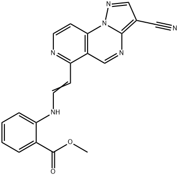 METHYL 2-([2-(3-CYANOPYRAZOLO[1,5-A]PYRIDO[3,4-E]PYRIMIDIN-6-YL)VINYL]AMINO)BENZENECARBOXYLATE 结构式