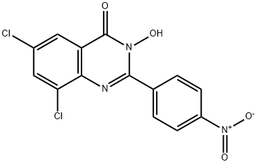 6,8-DICHLORO-3-HYDROXY-2-(4-NITROPHENYL)-4(3H)-QUINAZOLINONE 结构式