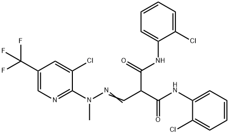 N1,N3-BIS(2-CHLOROPHENYL)-2-(2-[3-CHLORO-5-(TRIFLUOROMETHYL)-2-PYRIDINYL]-2-METHYLCARBOHYDRAZONOYL)MALONAMIDE 结构式