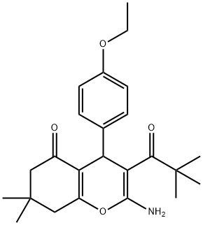 2-AMINO-3-(2,2-DIMETHYLPROPANOYL)-4-(4-ETHOXYPHENYL)-7,7-DIMETHYL-4,6,7,8-TETRAHYDRO2H-CHROMEN-5-ONE 结构式