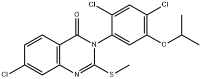 7-Chloro-3-(2,4-dichloro-5-isopropoxyphenyl)-2-(methylsulfanyl)-4(3H)-quinazolinone 结构式
