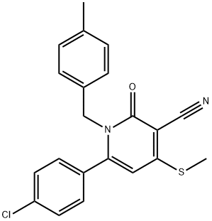 6-(4-CHLOROPHENYL)-1-(4-METHYLBENZYL)-4-(METHYLSULFANYL)-2-OXO-1,2-DIHYDRO-3-PYRIDINECARBONITRILE 结构式