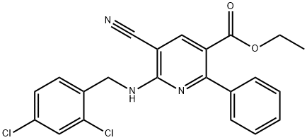 ETHYL 5-CYANO-6-[(2,4-DICHLOROBENZYL)AMINO]-2-PHENYLNICOTINATE 结构式