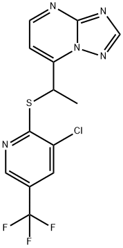 3-CHLORO-5-(TRIFLUOROMETHYL)-2-PYRIDINYL 1-[1,2,4]TRIAZOLO[1,5-A]PYRIMIDIN-7-YLETHYL SULFIDE 结构式