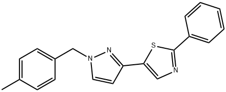 5-[1-(4-METHYLBENZYL)-1H-PYRAZOL-3-YL]-2-PHENYL-1,3-THIAZOLE 结构式