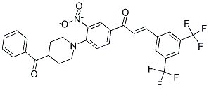 1-[4-(4-BENZOYLPIPERIDINO)-3-NITROPHENYL]-3-[3,5-DI(TRIFLUOROMETHYL)PHENYL]PROP-2-EN-1-ONE 结构式