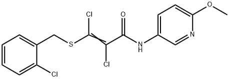 2,3-DICHLORO-3-[(2-CHLOROBENZYL)SULFANYL]-N-(6-METHOXY-3-PYRIDINYL)ACRYLAMIDE 结构式