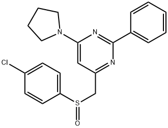 4-([(4-CHLOROPHENYL)SULFINYL]METHYL)-2-PHENYL-6-(1-PYRROLIDINYL)PYRIMIDINE 结构式