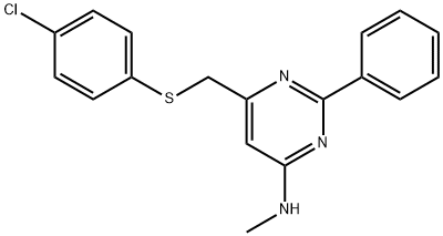 6-([(4-CHLOROPHENYL)SULFANYL]METHYL)-N-METHYL-2-PHENYL-4-PYRIMIDINAMINE 结构式