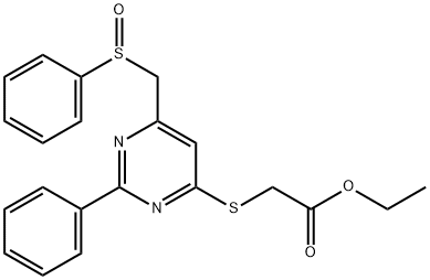 ETHYL 2-((2-PHENYL-6-[(PHENYLSULFINYL)METHYL]-4-PYRIMIDINYL)SULFANYL)ACETATE 结构式