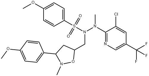 N'-[3-CHLORO-5-(TRIFLUOROMETHYL)-2-PYRIDINYL]-4-METHOXY-N-([3-(4-METHOXYPHENYL)-2-METHYLTETRAHYDRO-5-ISOXAZOLYL]METHYL)-N'-METHYLBENZENESULFONOHYDRAZIDE 结构式