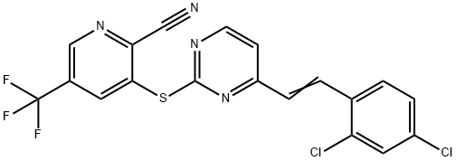 3-([4-(2,4-DICHLOROSTYRYL)-2-PYRIMIDINYL]SULFANYL)-5-(TRIFLUOROMETHYL)-2-PYRIDINECARBONITRILE 结构式