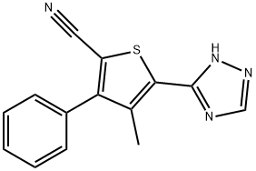 4-METHYL-3-PHENYL-5-(1H-1,2,4-TRIAZOL-3-YL)-2-THIOPHENECARBONITRILE 结构式