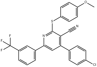 4-(4-Chlorophenyl)-2-[(4-methoxyphenyl)sulfanyl]-6-[3-(trifluoromethyl)phenyl]nicotinonitrile 结构式