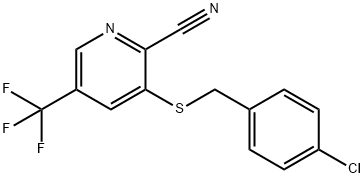 3-[(4-CHLOROBENZYL)SULFANYL]-5-(TRIFLUOROMETHYL)-2-PYRIDINECARBONITRILE 结构式