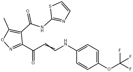 5-METHYL-N-(1,3-THIAZOL-2-YL)-3-(3-[4-(TRIFLUOROMETHOXY)ANILINO]ACRYLOYL)-4-ISOXAZOLECARBOXAMIDE 结构式