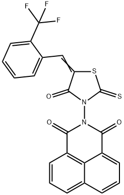 2-(4-OXO-2-THIOXO-5-([2-(TRIFLUOROMETHYL)PHENYL]METHYLENE)-1,3-THIAZOLAN-3-YL)-1H-BENZO[DE]ISOQUINOLINE-1,3(2H)-DIONE 结构式