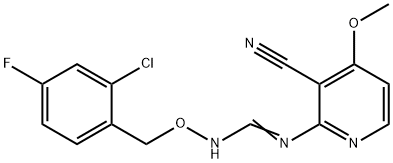 N'-[(2-CHLORO-4-FLUOROBENZYL)OXY]-N-(3-CYANO-4-METHOXY-2-PYRIDINYL)IMINOFORMAMIDE 结构式