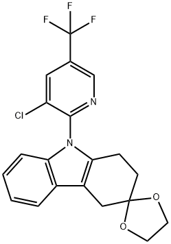 9-[3-CHLORO-5-(TRIFLUOROMETHYL)-2-PYRIDYL]-2,3,4,9-TETRAHDRO-1H-3-CARBAZOLONE ETHYLENE KETAL 结构式