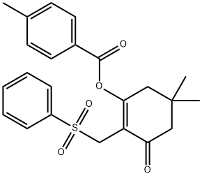 5,5-DIMETHYL-3-OXO-2-[(PHENYLSULFONYL)METHYL]-1-CYCLOHEXENYL 4-METHYLBENZENECARBOXYLATE 结构式