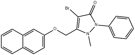 4-BROMO-2-METHYL-3-(2-NAPHTHYLOXYMETHYL)-1-PHENYL-3-PYRAZOLIN-5-ONE 结构式