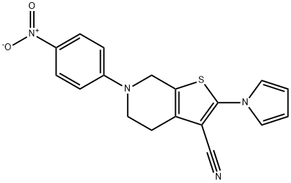 6-(4-NITROPHENYL)-2-(1H-PYRROL-1-YL)-4,5,6,7-TETRAHYDROTHIENO[2,3-C]PYRIDINE-3-CARBONITRILE 结构式