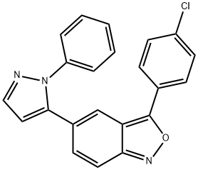 3-(4-CHLOROPHENYL)-5-(1-PHENYL-1H-PYRAZOL-5-YL)-2,1-BENZISOXAZOLE 结构式