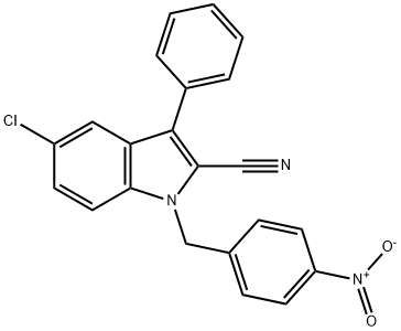 5-CHLORO-1-(4-NITROBENZYL)-3-PHENYL-1H-INDOLE-2-CARBONITRILE 结构式