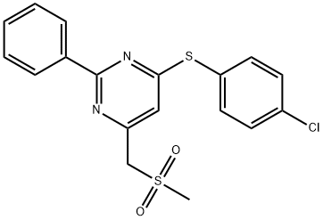 (6-[(4-CHLOROPHENYL)SULFANYL]-2-PHENYL-4-PYRIMIDINYL)METHYL METHYL SULFONE 结构式