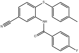 N-(5-CYANO-2-[(4-METHYLPHENYL)SULFANYL]PHENYL)-4-FLUOROBENZENECARBOXAMIDE 结构式