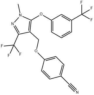 4-((1-Methyl-3-(trifluoromethyl)-5-[3-(trifluoromethyl)phenoxy]-1H-pyrazol-4-yl)methoxy)benzenecarbonitrile 结构式