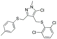 (5-CHLORO-4-([(2,6-DICHLOROPHENYL)SULFANYL]METHYL)-1-METHYL-1H-PYRAZOL-3-YL)METHYL 4-METHYLPHENYL SULFIDE 结构式