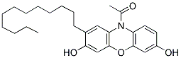 10-ACETYL-3,7-DIHYDROXY-2-DODECYLPHENOXAZINE 结构式