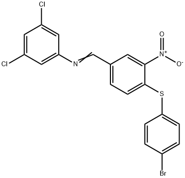 N-((4-[(4-BROMOPHENYL)SULFANYL]-3-NITROPHENYL)METHYLENE)-3,5-DICHLOROANILINE 结构式