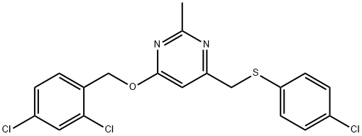 4-([(4-CHLOROPHENYL)SULFANYL]METHYL)-6-[(2,4-DICHLOROBENZYL)OXY]-2-METHYLPYRIMIDINE 结构式