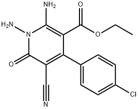 ETHYL 1,2-DIAMINO-4-(4-CHLOROPHENYL)-5-CYANO-6-OXO-1,6-DIHYDRO-3-PYRIDINECARBOXYLATE 结构式