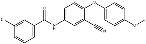 3-CHLORO-N-(3-CYANO-4-[(4-METHOXYPHENYL)SULFANYL]PHENYL)BENZENECARBOXAMIDE 结构式