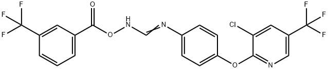 2-AMINO-1-AZA-2-(4-(3-CHLORO-5-(TRIFLUOROMETHYL)(2-PYRIDYLOXY))PHENYL)VINYL 3-(TRIFLUOROMETHYL)BENZOATE 结构式