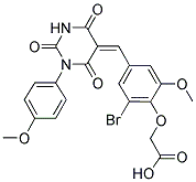 (2-BROMO-6-METHOXY-4-{(Z)-[1-(4-METHOXYPHENYL)-2,4,6-TRIOXOTETRAHYDROPYRIMIDIN-5(2H)-YLIDENE]METHYL}PHENOXY)ACETIC ACID 结构式