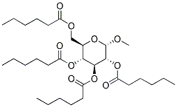 3,5-BIS(HEXANOYLOXY)-2-[(HEXANOYLOXY)METHYL]-6-METHOXYTETRAHYDRO-2H-PYRAN-4-YL HEXANOATE 结构式