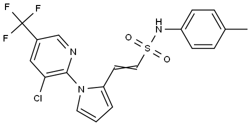 (E)-2-(1-[3-Chloro-5-(trifluoromethyl)-2-pyridinyl]-1H-pyrrol-2-yl)-N-(4-methylphenyl)-1-ethenesulfonamide 结构式