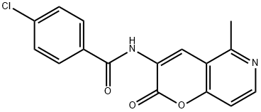 4-CHLORO-N-(5-METHYL-2-OXO-2H-PYRANO[3,2-C]PYRIDIN-3-YL)BENZENECARBOXAMIDE 结构式