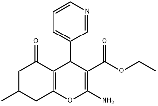 ETHYL 2-AMINO-7-METHYL-5-OXO-4-(3-PYRIDYL)-4,6,7,8-TETRAHYDRO2H-CHROMENE-3-CARBOXYLATE 结构式