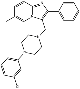 3-([4-(3-CHLOROPHENYL)PIPERAZINO]METHYL)-6-METHYL-2-PHENYLIMIDAZO[1,2-A]PYRIDINE 结构式