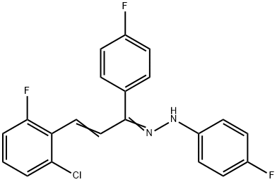 (E)-3-(2-CHLORO-6-FLUOROPHENYL)-1-(4-FLUOROPHENYL)-2-PROPEN-1-ONE N-(4-FLUOROPHENYL)HYDRAZONE 结构式