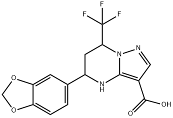 5-BENZO[1,3]DIOXOL-5-YL-7-TRIFLUOROMETHYL-4,5,6,7-TETRAHYDRO-PYRAZOLO[1,5-A]PYRIMIDINE-3-CARBOXYLIC ACID