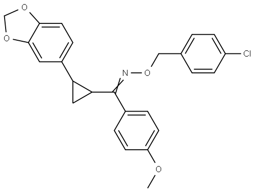 [2-(1,3-Benzodioxol-5-yl)cyclopropyl](4-methoxyphenyl)methanone O-(4-chlorobenzyl)oxime 结构式