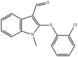 2-[(2-CHLOROPHENYL)SULFANYL]-1-METHYL-1H-INDOLE-3-CARBALDEHYDE 结构式