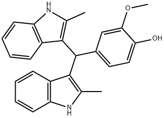 4-[双(2-甲基-1H-吲哚-3-基)甲基]-2-甲氧基苯酚 结构式